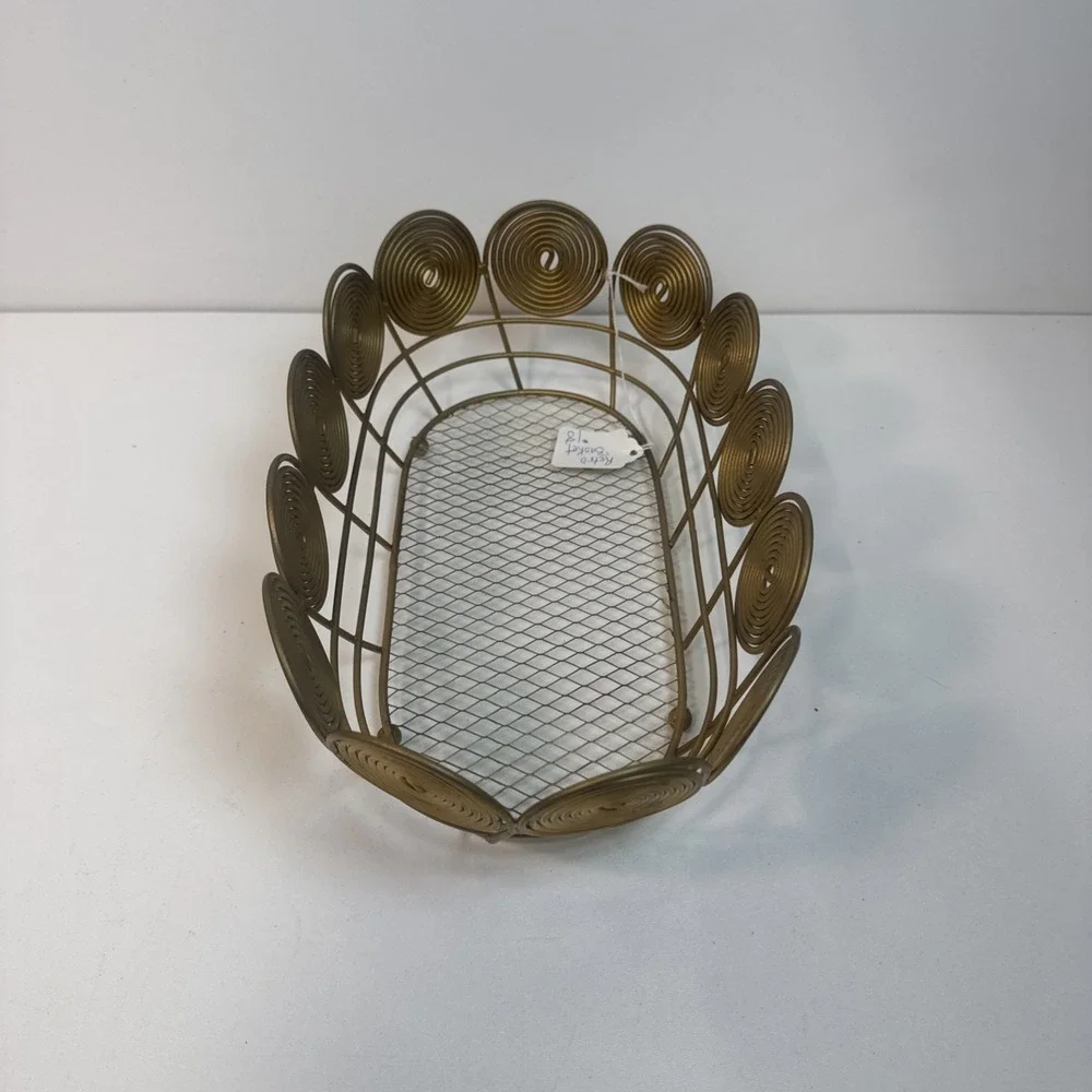 Retro Atomic Coiled Wire Basket‎ Bread Rolls Letters Desk Organizer MCM